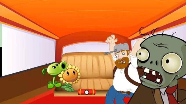 植物大战僵尸:戴夫坐上僵尸的车