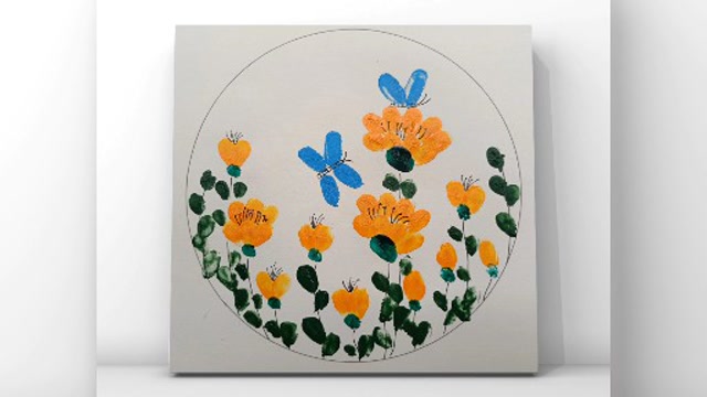 幼儿园手指印画:花