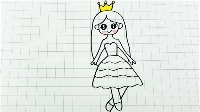 可爱的小公主简笔画一起来试试吧