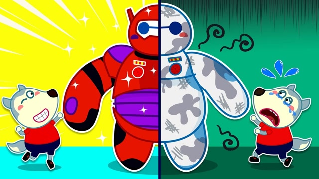 沃尔夫的故事:红色和白色的大白机器人,形成了鲜明的对比.