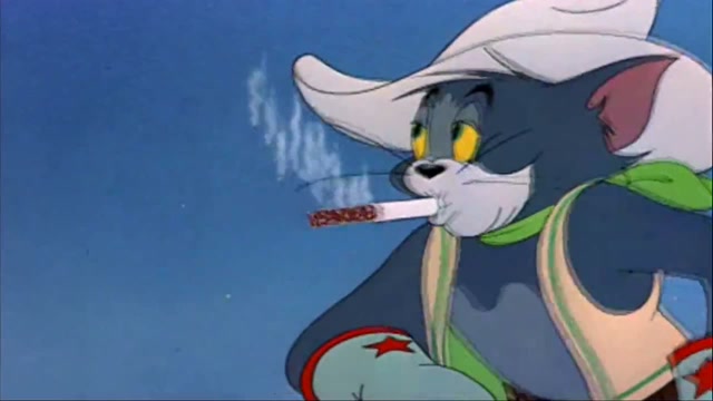 汤姆化身西部牛仔,为了自己耍酷,竟用小老鼠点烟
