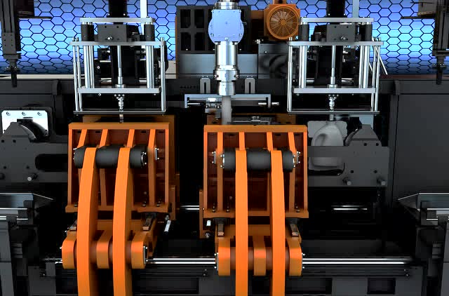 二轴机械手动画演示——乐善吹瓶机原创