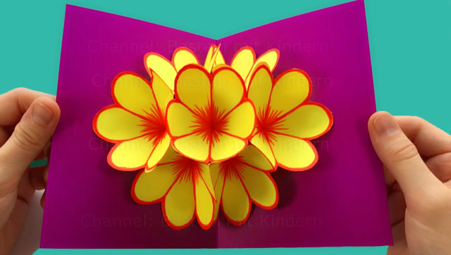 创创diy:5分钟手工折纸 制作超酷的弹出式3d立体花朵贺卡折纸视频