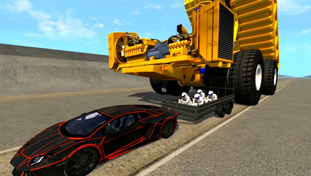beamng:超大矿车碾压兰博基尼,画面够酸爽