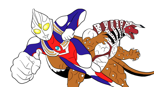 迪迦奥特曼与怪兽简笔画