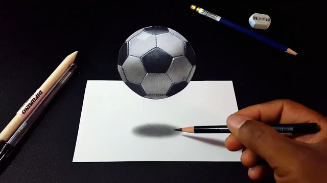 如何用一张白纸画出3d感的足球超级简单的绘画技巧