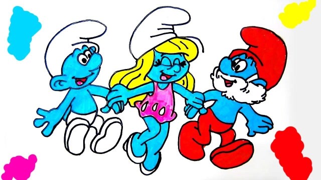 亲子简笔画:画画蓝精灵,涂颜色学习画画右脑启蒙