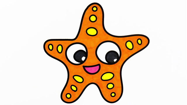 和宝宝一起画超萌的海星简笔画涂颜色