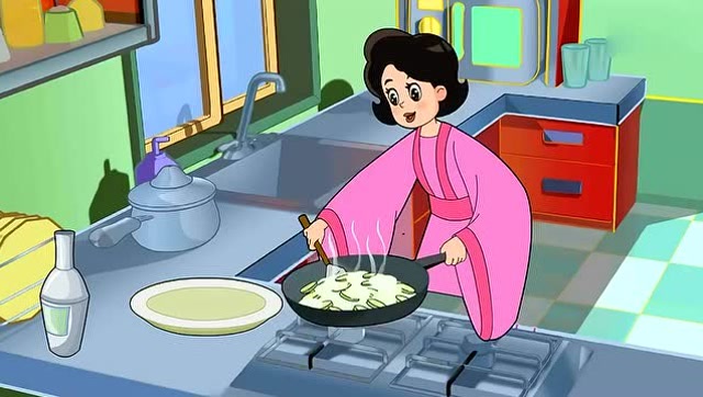 动画片:围裙妈妈穿龙袍做饭
