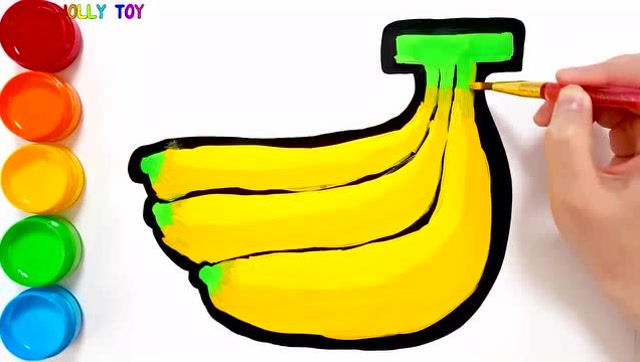 益智绘画早教,教小朋友画香蕉涂上正确颜色