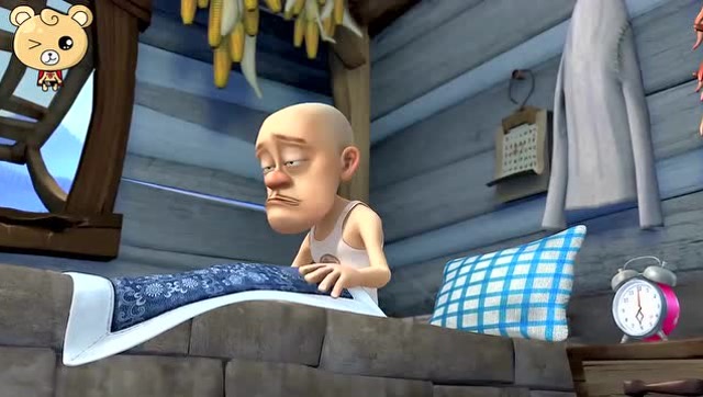 熊出没:光头强早上起床后发现眼前一片模糊