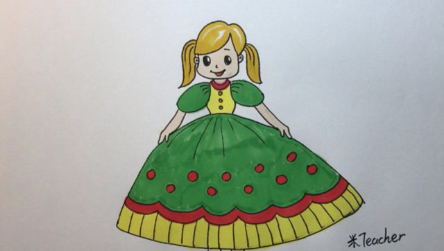 简笔画不简单-穿花裙子的小女孩