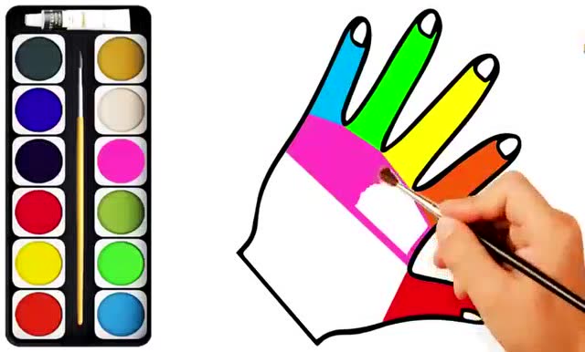 亲子简笔画:彩色小手涂色游戏