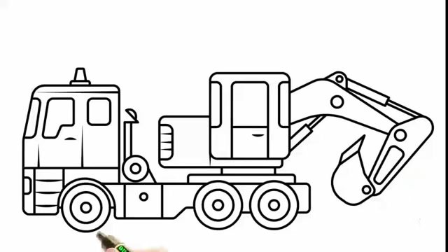 趣味简笔画:画挖掘机玩玩