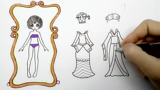 叶罗丽女王换装秀简笔画视频,换上古装衣变得善良可爱