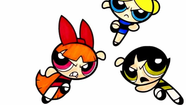 儿童简笔画:三个飞天小女警