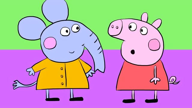 小猪佩奇与小象艾米丽儿童卡通简笔画