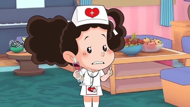 棉花糖和云朵妈妈:棉花糖要给大头小明打针,结果他俩被吓跑了