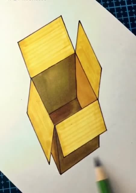 手绘教程裸眼3d教程画画画一个在纸上的立体纸箱子