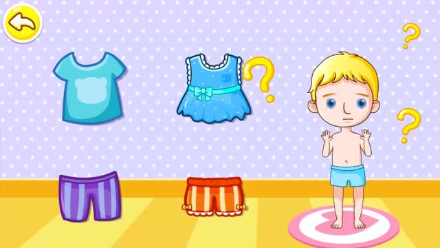 《宝宝巴士》小男孩没穿衣服,小朋友帮他选件合适的衣服吧!