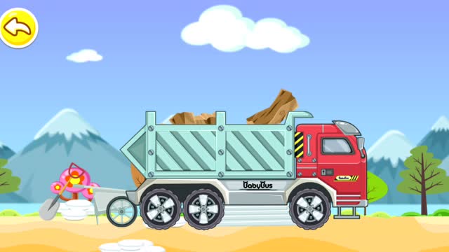 宝宝认工程车翻斗大卡车运送货物 宝宝巴士游戏