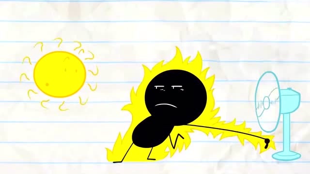 搞笑创意动漫,调皮太阳故意跟铅笔人过不去,把铅笔人晒成黑炭