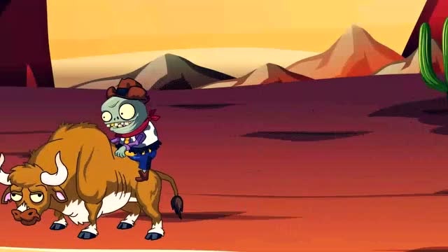 植物大战僵尸,骑牛僵尸耍酷