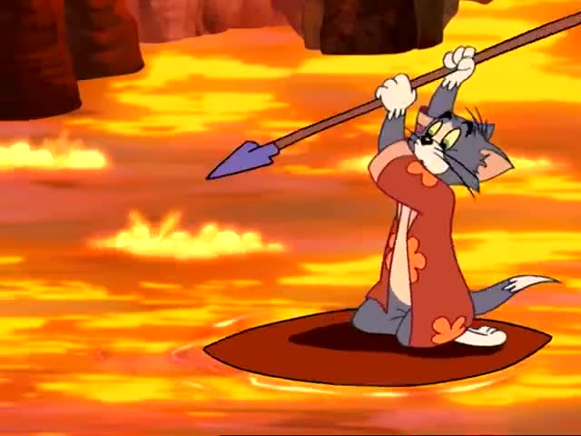 猫和老鼠:汤姆在岩浆里划船