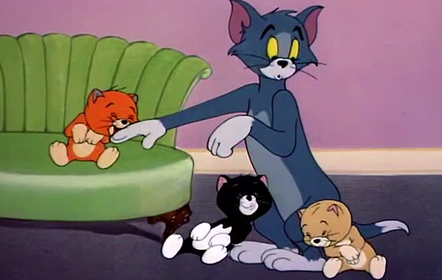 猫和老鼠:三只小猫一来汤姆家就给汤姆来了个下马威