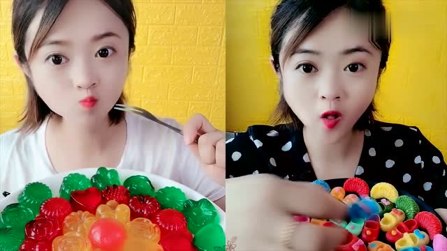 美女直播吃果冻,小鞋子巧克力,一口超过瘾,这味道吃一口就爱了