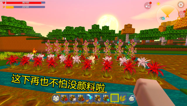 迷你世界极限生存14:小蕾种植稀有品种的花,这下再也不缺颜料
