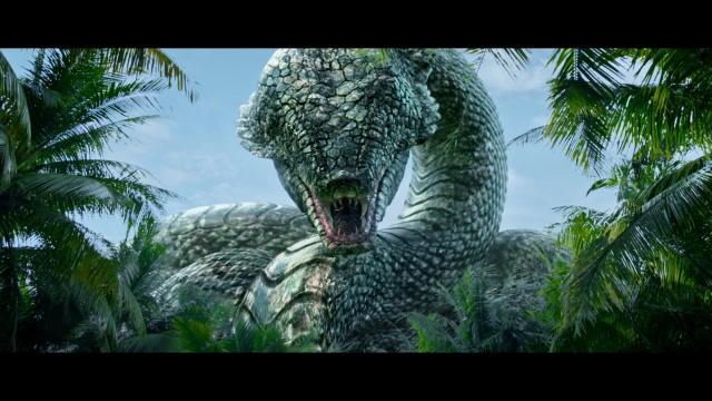 丛林里的超大巨蟒身体就有三层楼高碾过的地方就是公路