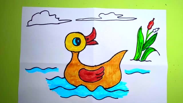 画鸭子下水图片