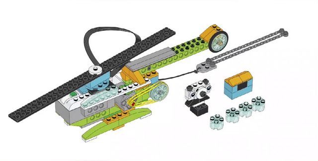 拼搭乐高wedo,直升机空中救援,附带搭建图和程序
