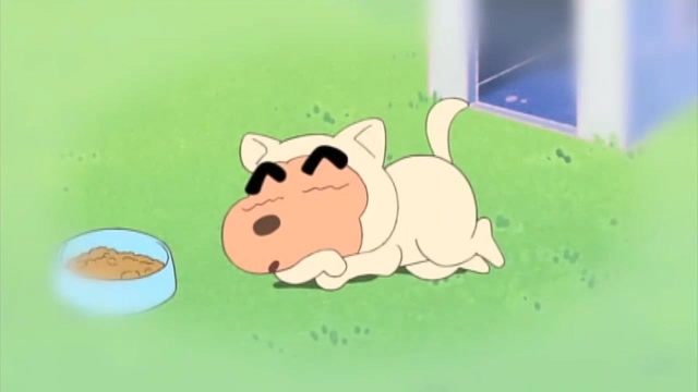 蜡笔小新:小新好羡慕小白哦!当只狗狗好舒服!