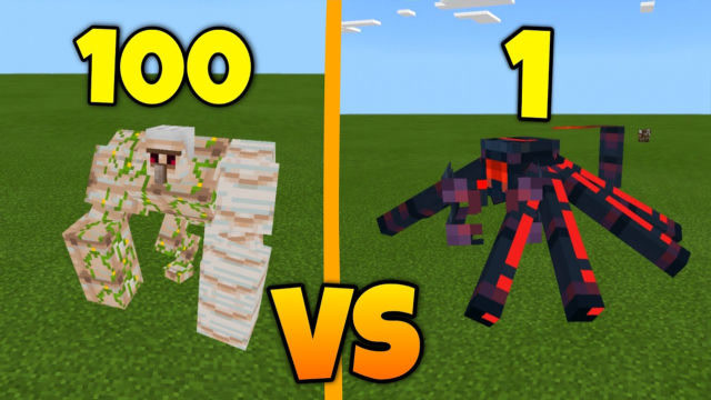 我的世界:100个变异铁傀儡挑战魔蝎boss,究竟谁能胜出?