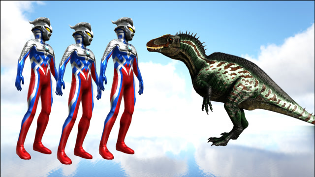 方舟恐龙大战534 当一群赛罗奥特曼遇上高棘龙