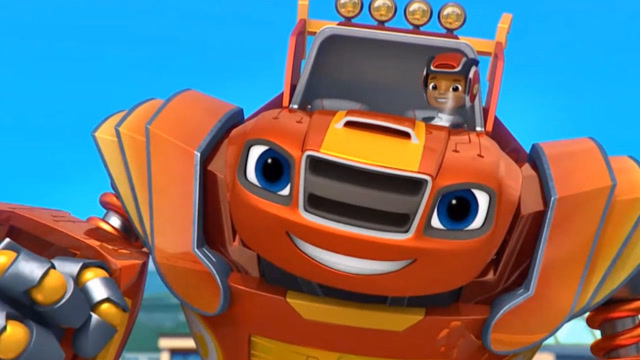 旋风战车队飚速和阿杰合体操作巨型机器人拯救行动开始