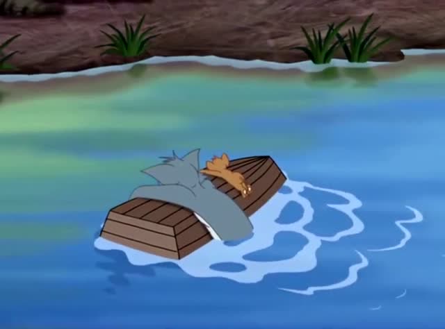 猫和老鼠:杰瑞真会享受,汤姆用力划船,它就在那看着