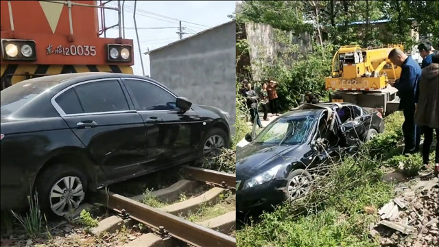 河南一轿车与火车相撞,瞬间飞出100多米,现场残骸满地
