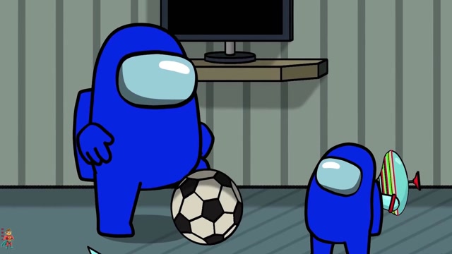 amongus太空狼人杀:运动健将太空人小蓝踢足球,比一比吗?