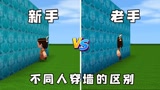 迷你世界：不同人穿墙的区别，新手VS老手，老手的方法太厉害了