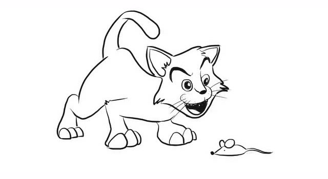 五分钟简单画完一只猫和老鼠幼儿亲子简笔画