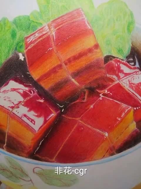 彩铅绘画:东坡肉 (非花-cgr)