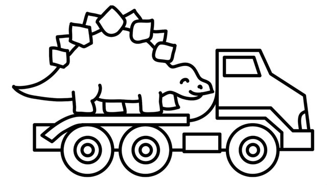 恐龙卡车 简笔画图片