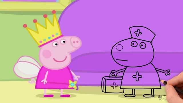 小猪佩奇戴着她的王冠,佩奇喜欢当公主