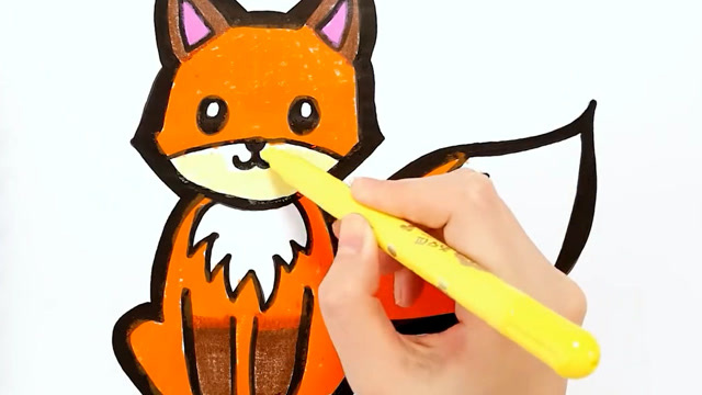 儿童益智早教:学习画画,可爱的狐狸,再涂上颜色吧