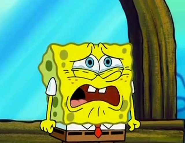 海绵宝宝:海绵宝宝不知道怎么了,看上去很是不开心的样子.