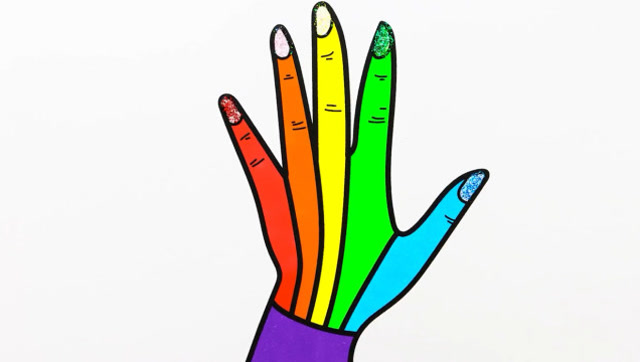 如何画五彩的手指儿童简笔画儿歌