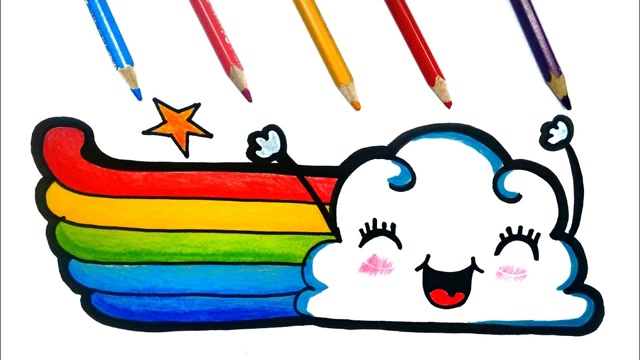 儿童简笔画:彩虹云朵